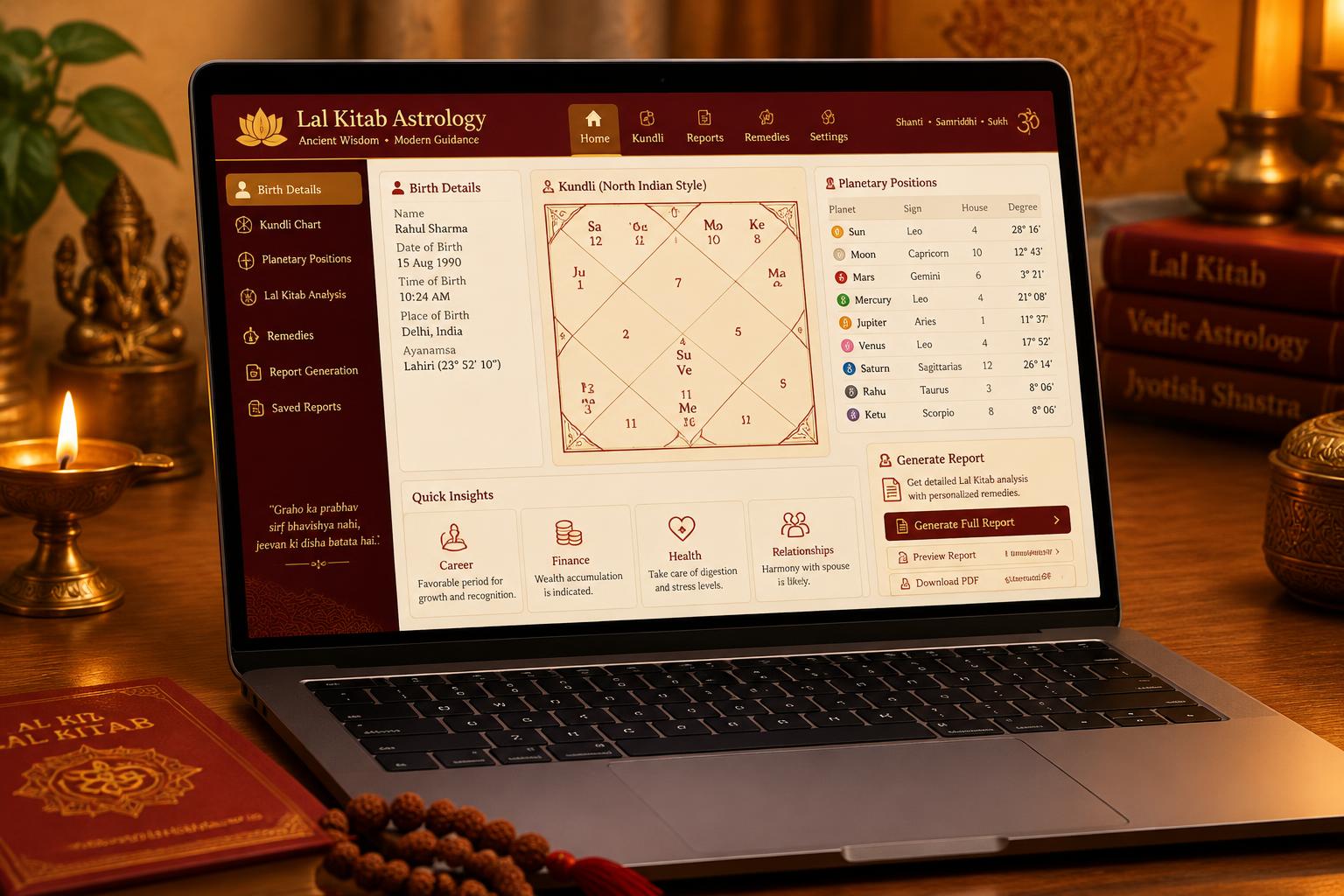 Illustrative Lal Kitab software concept, not a live product screenshot